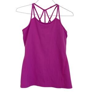 Athleta Bright Pink Strappy Tank Top Shelf Bra Women’s Size Medium